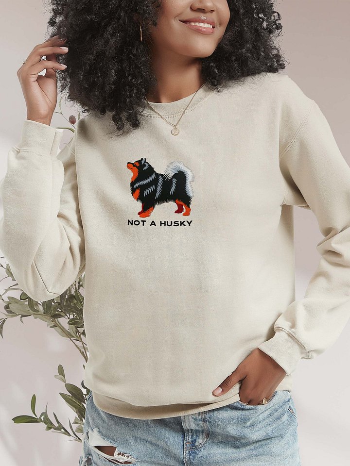 Not a Husky Sweatshirt (Embroidered) of a Finnish Lapphund(Black & Tan) product image (2)