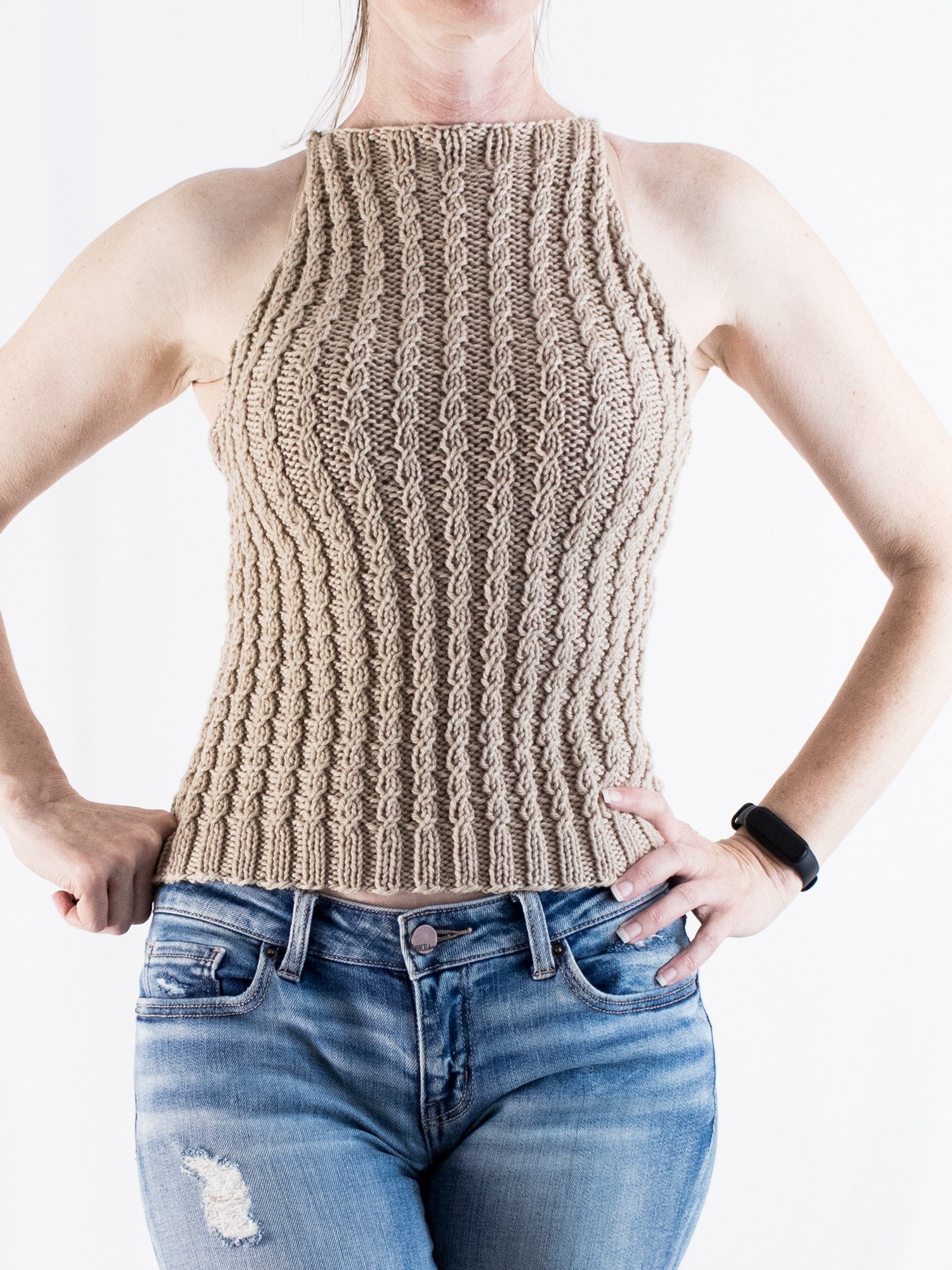 Faux Cable Knit Tank Top - Summer Solstice product image (1)