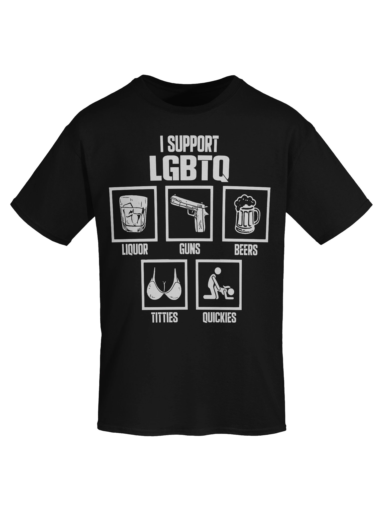 I Support LGBTQ Liquor Guns Beer Titties Quickies Shirt product image (7)