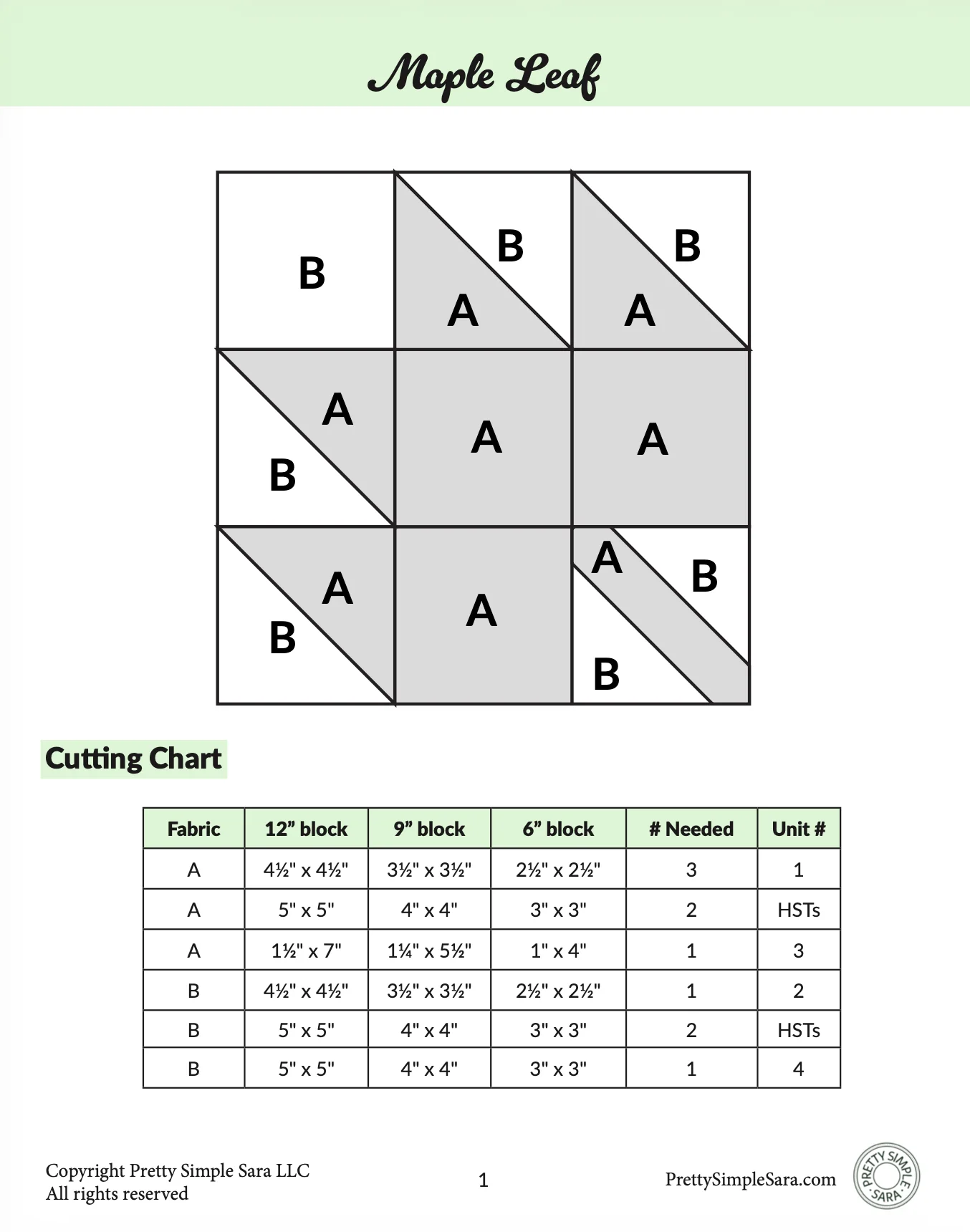 Maple Leaf Quilt Block Pattern (BLOCK ONLY) product image (3)