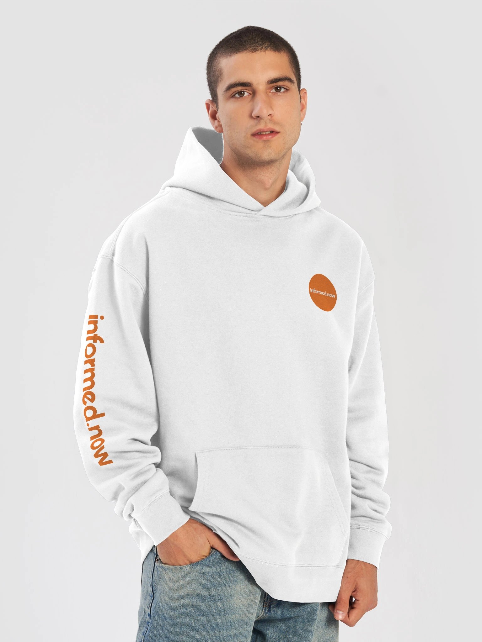 informed.now Unisex Premium Oversized Hoodie (White) product image (3)