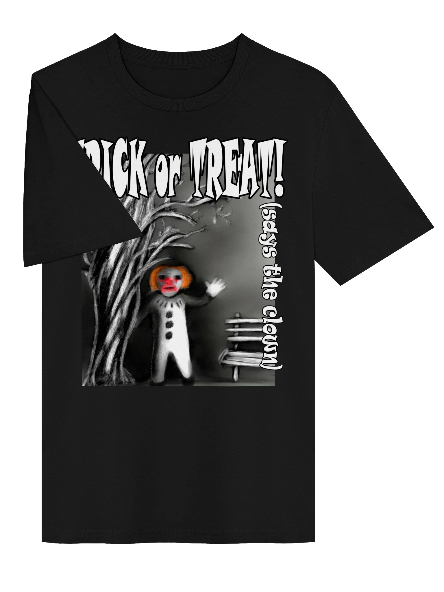 Clown "Trick or Treat" T-Shirt. Unisex Stanley/Stella Organic Ribbed Neck T-Shirt product image (2)
