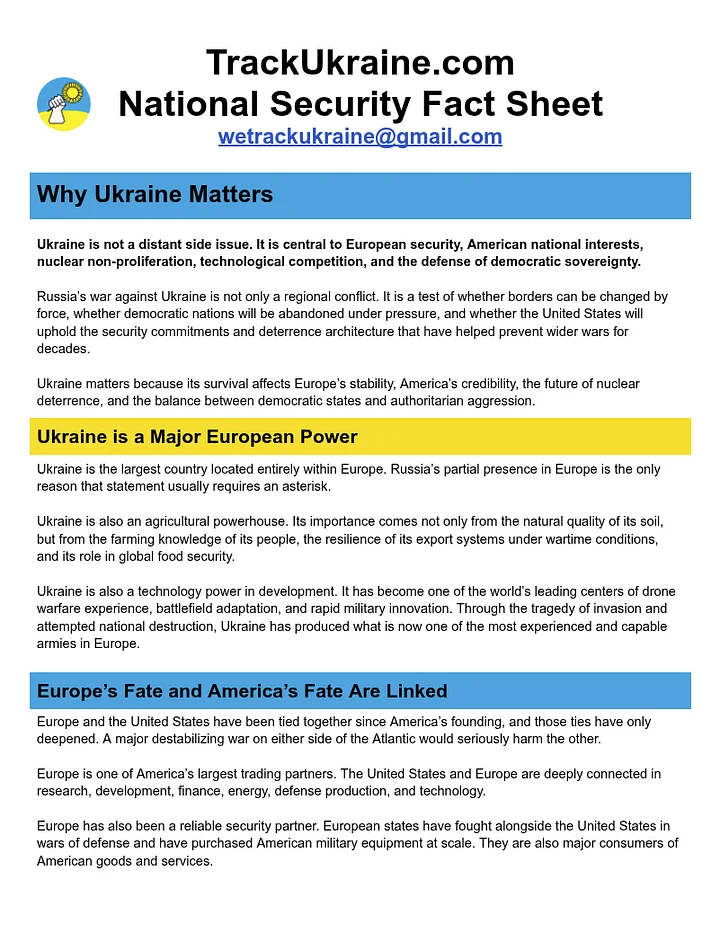 The Track Ukraine National Security Fact Sheet product image (1)