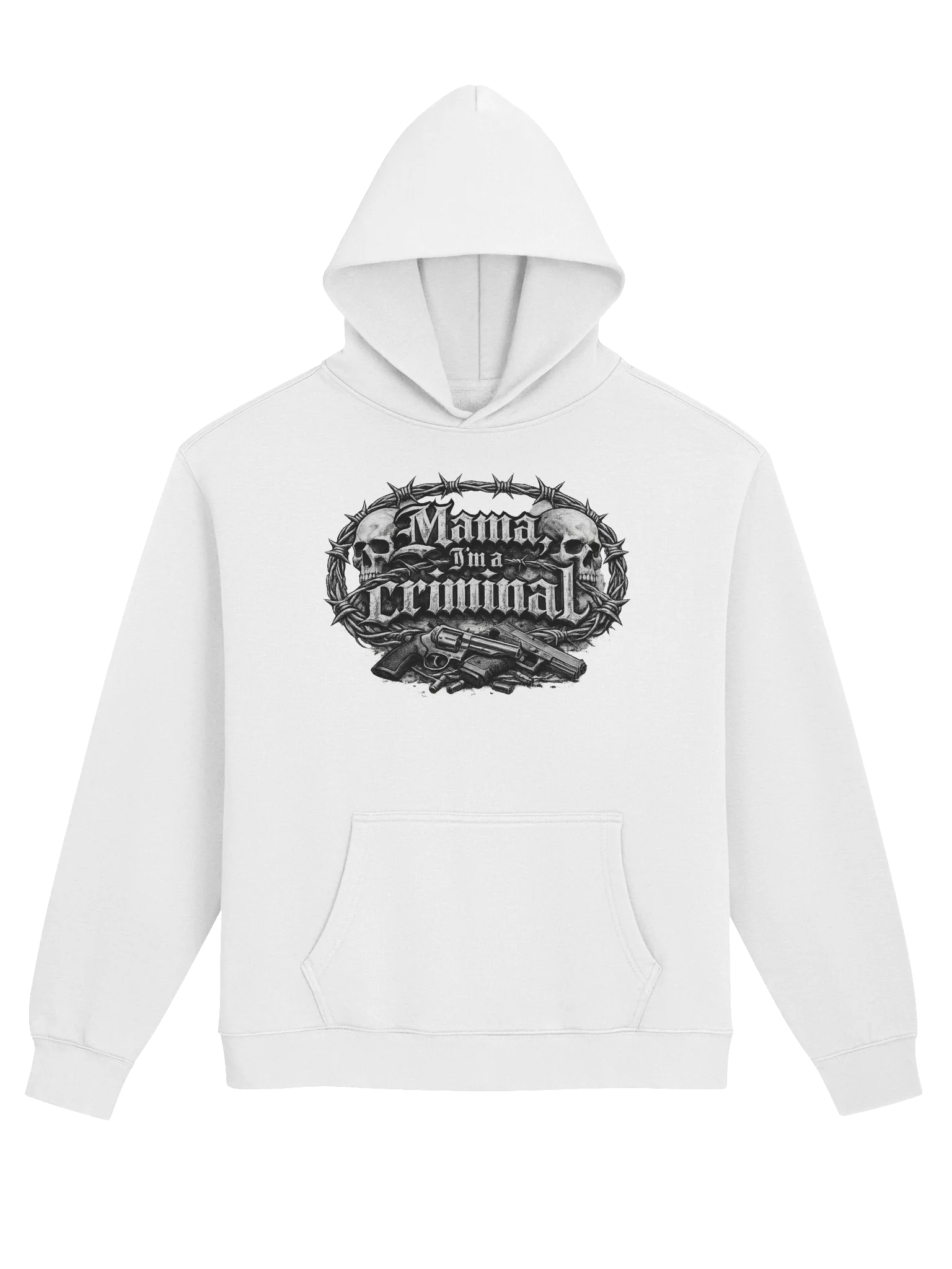 mama i'm a criminal premium hoodie white product image (1)
