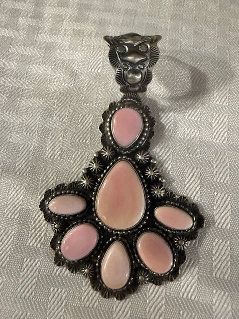 Artisan Pink Conch Shell "Blossom" Shadowbox Statement Pendant product image (1)