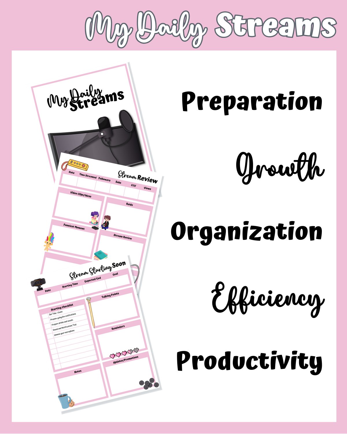 My Daily Stream Planner - Pink Edition | Cute & Functional Digital Download for Streamers product image (4)