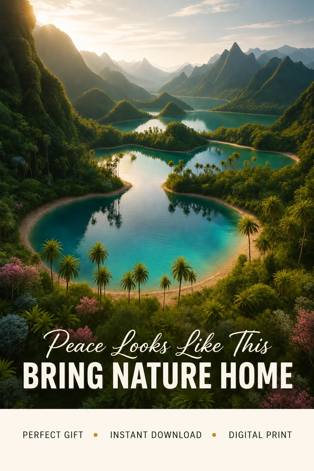 Fourth Wall Tropical Landscape Print | 300 DPI Digital Download | Printable for Airbnb Wellness Decor | Perfect Gift for New Homeowners + Wanderlust Lovers product image (1)