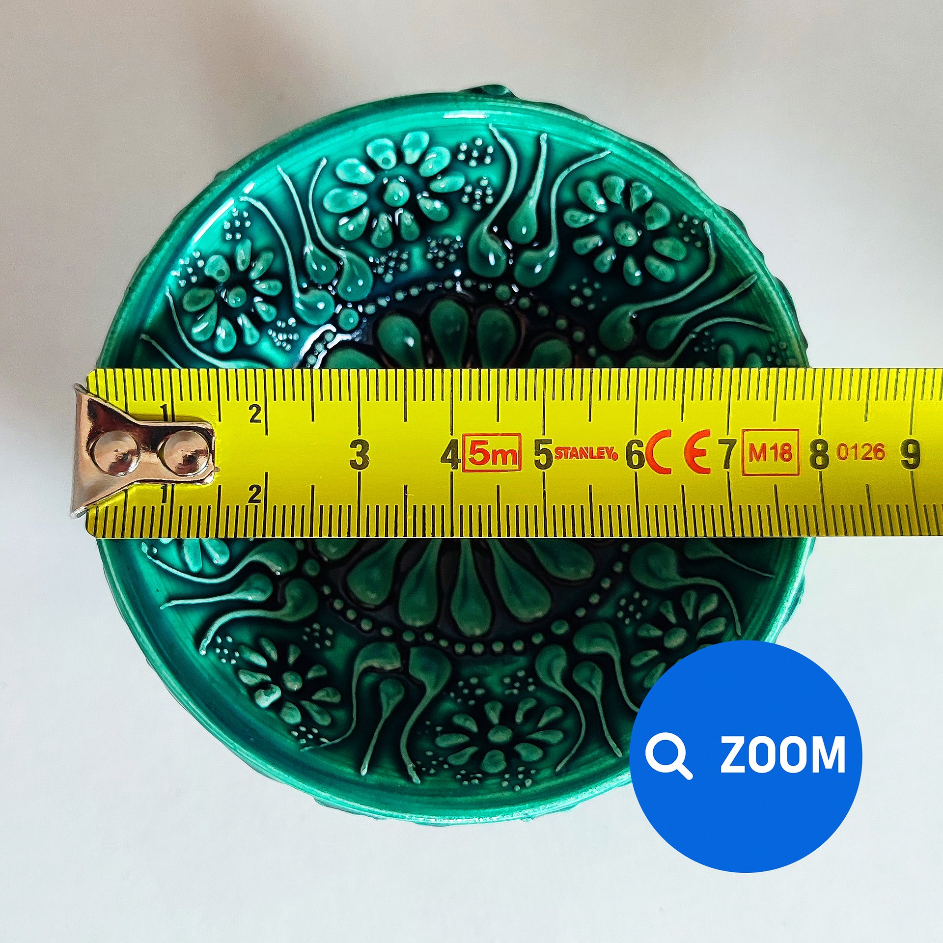Ceramic snack bowl (8 cm), turquoise/green/emerald — handmade pottery product image (9)