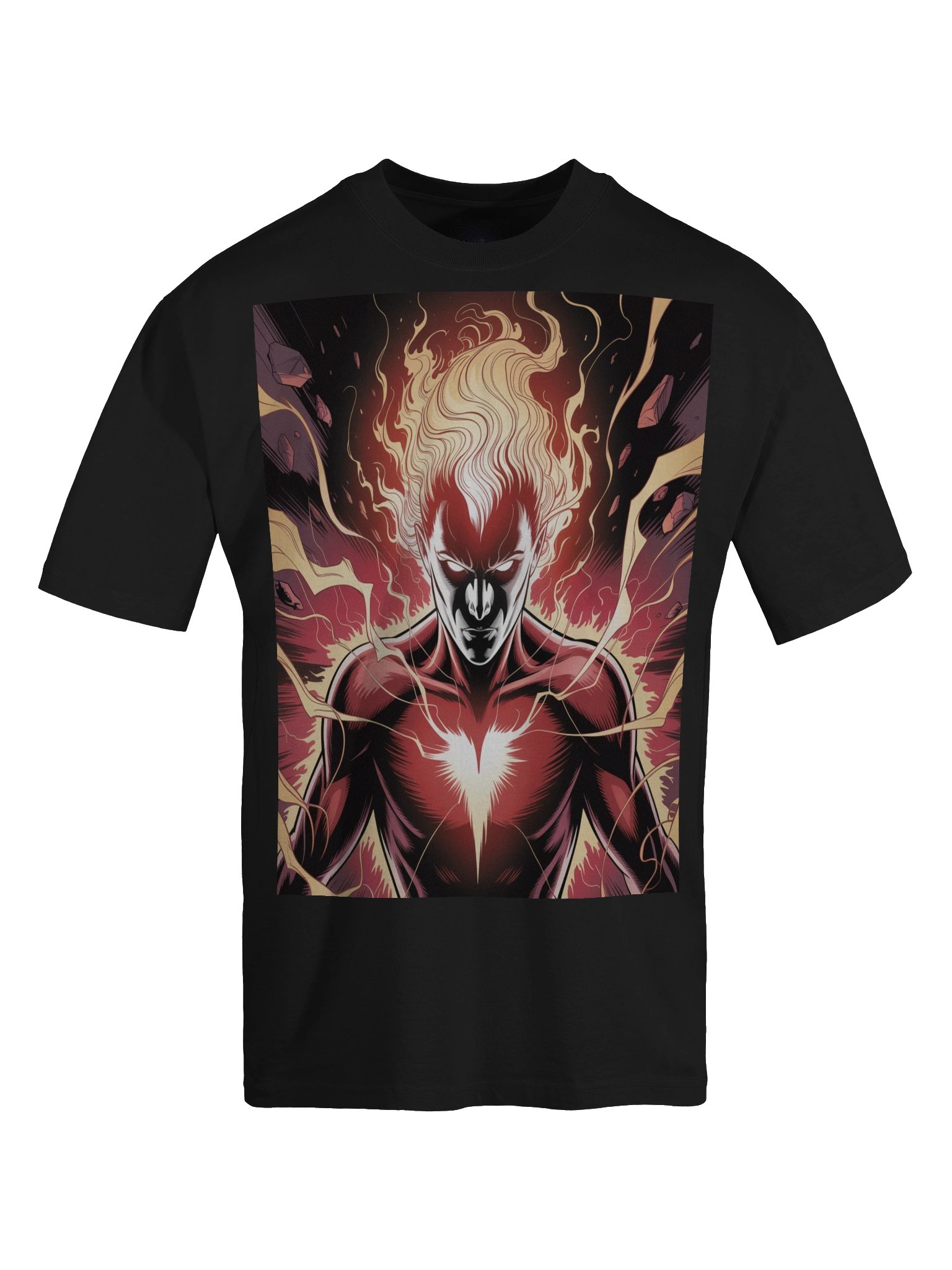 Dark Phoenix Flame Fury Oversized Faded T-Shirt – Cosmic Wing Eclipse product image (1)