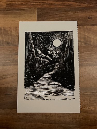First attempt at Lino cut. Thanks @feral_aeris for gifting me the kit. I can’t wait to try some more soon