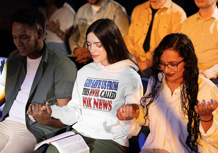 God Save Us From Fox News Hoodie - Satirical Political Fleece Sweatshirt product image (1)