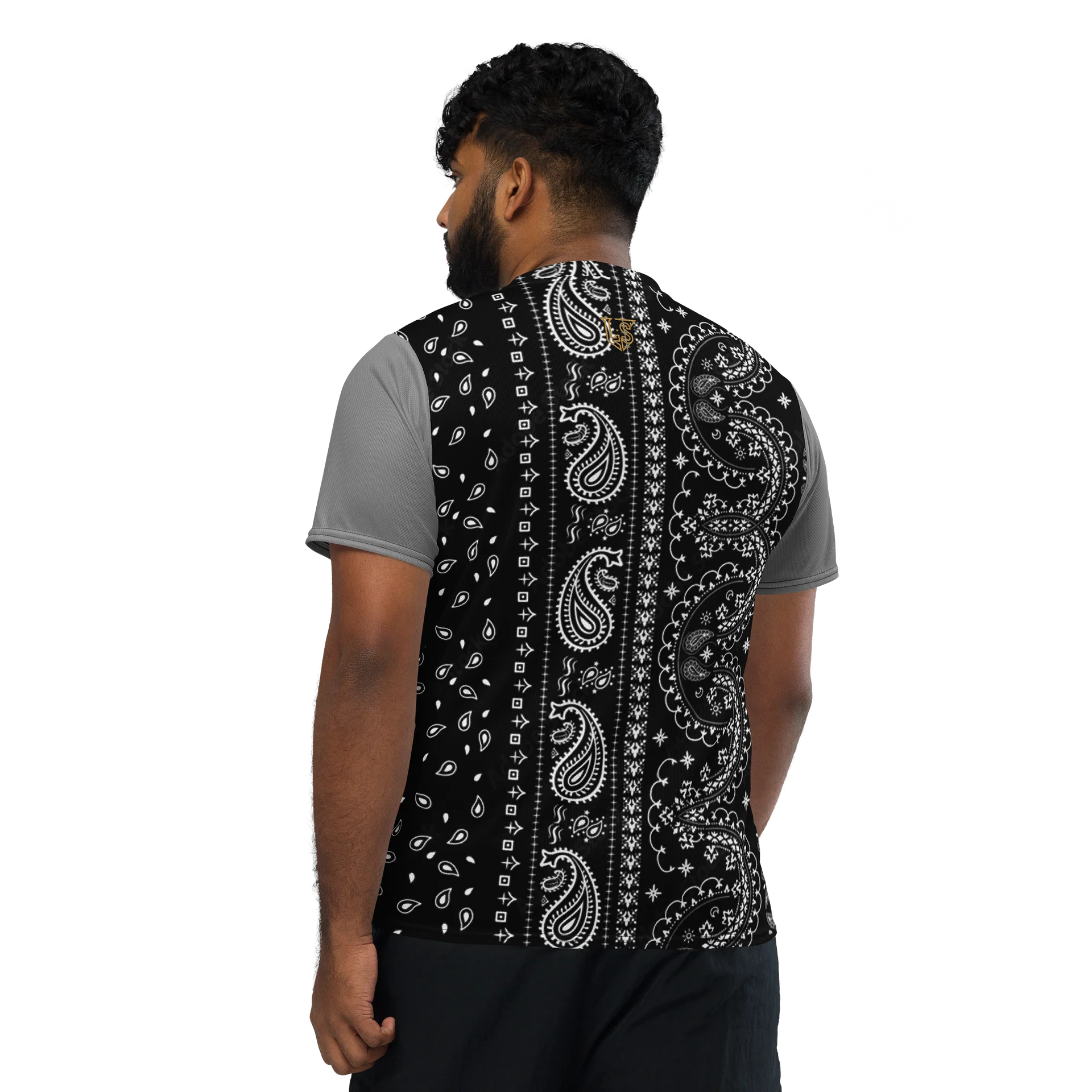 Lafate Store Designer Print Shirt Grey Vertical Paisley product image (1)