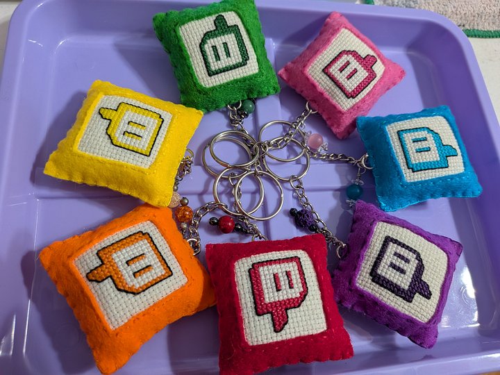 Cross-stitch Twitch Felt Keychain product image (1)