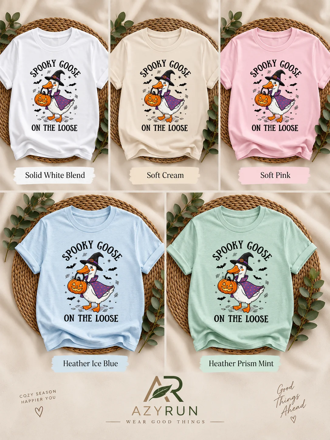 Spooky Goose Halloween Shirt, Cute Witch Goose Pumpkin Tee product image (4)