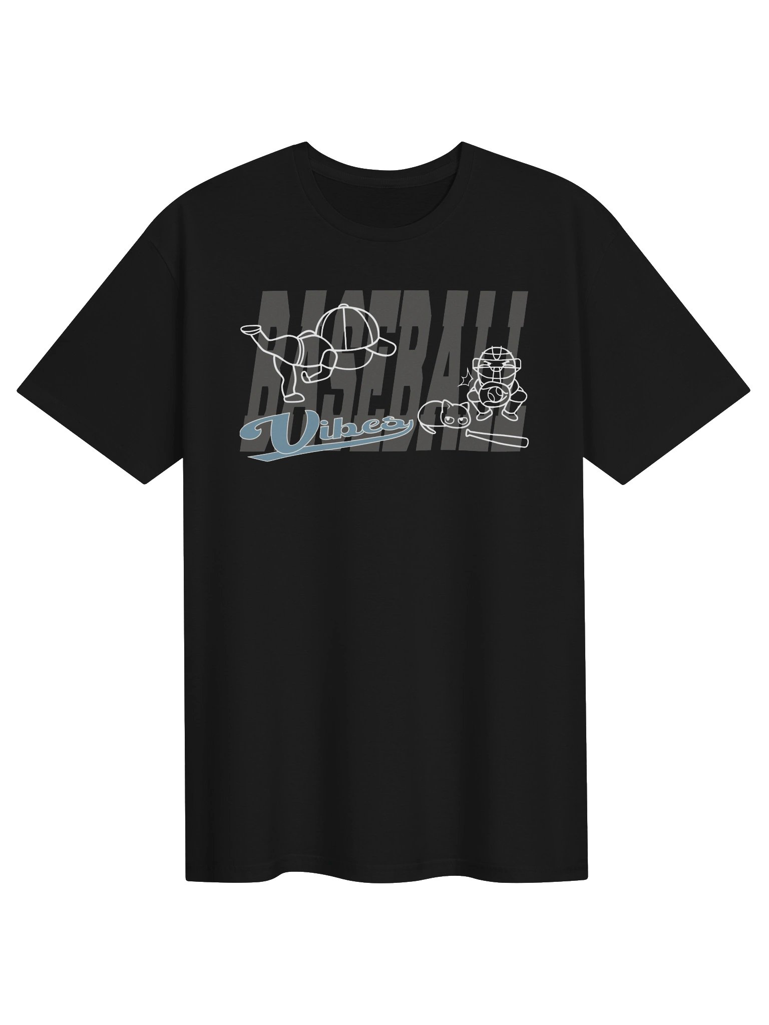 Baseball Cat (Baseball Vibes) - Unisex Adult Super Soft Lightweight T-shirt product image (1)