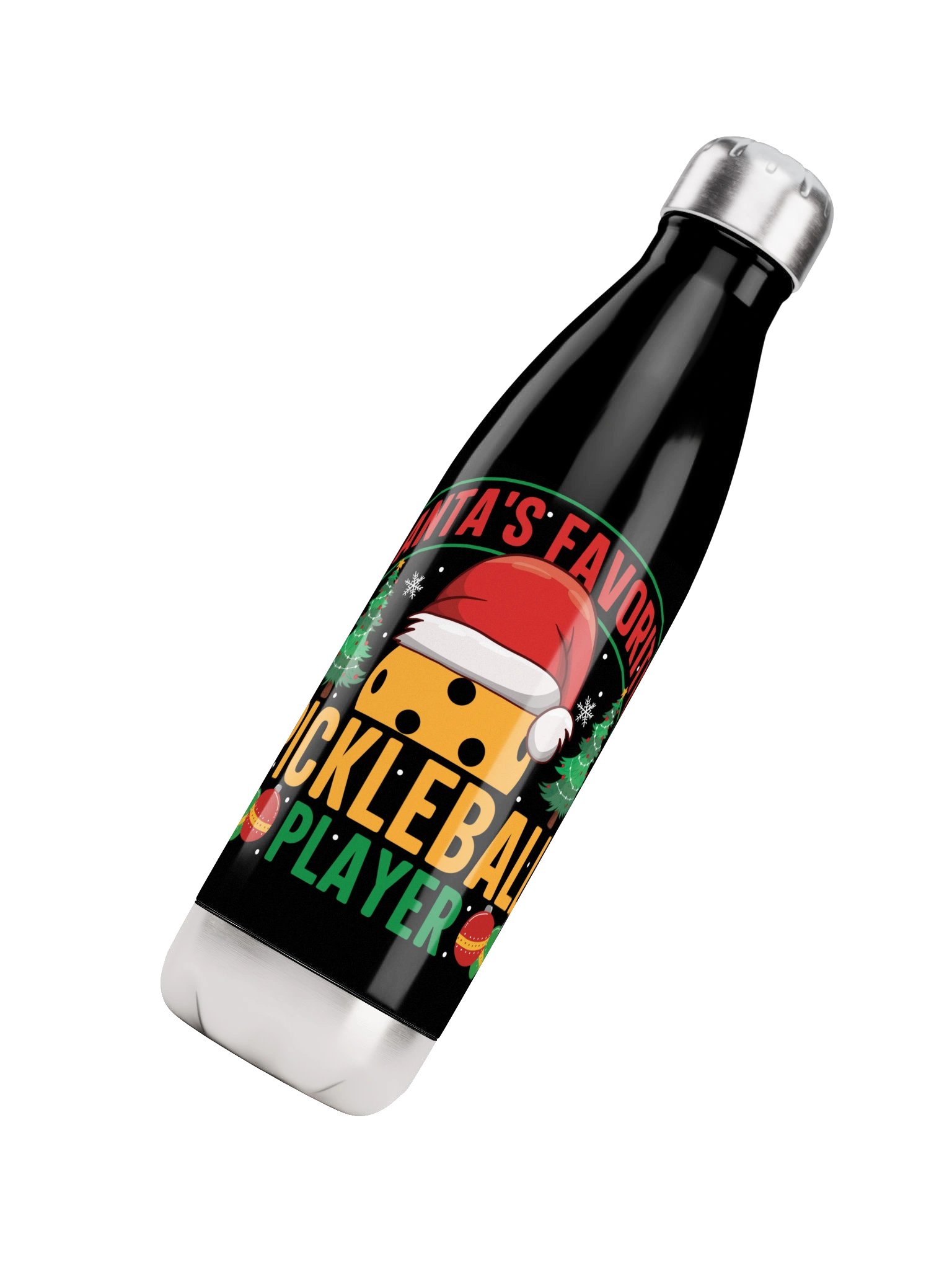 Santa's Favorite Pickleball Player Christmas Water Bottle product image (4)