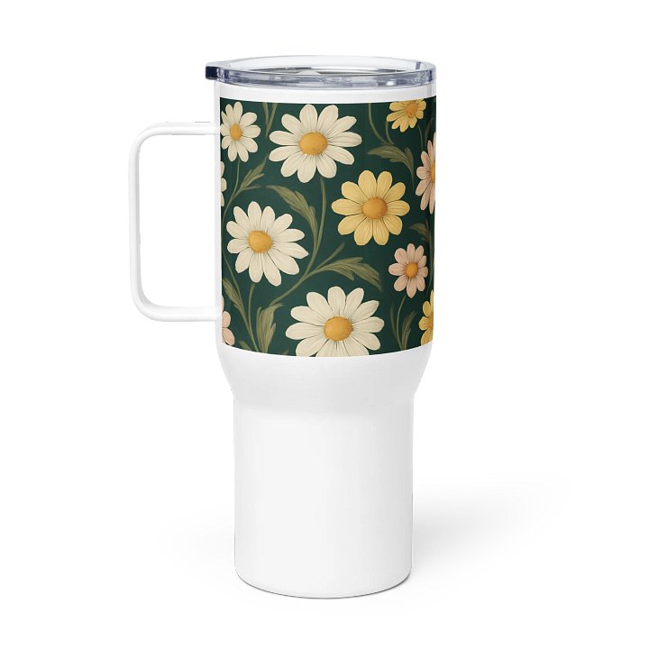 Daisy Bloom Travel Mug with Handle – 25oz / 40oz Floral Coffee Tumbler product image (1)
