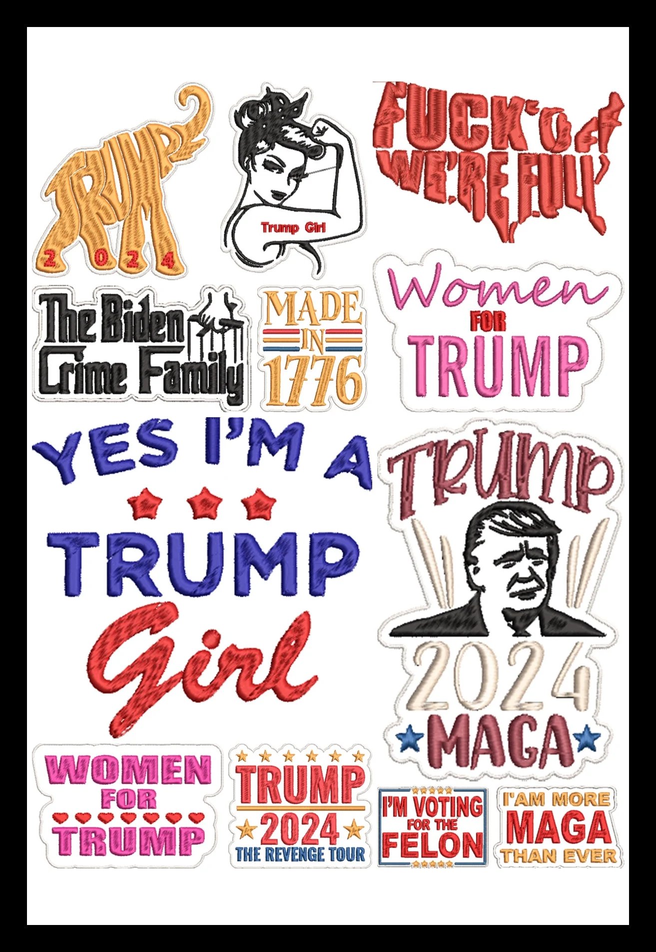 2024 Trump Machine Embroidery Pattern Bundle B product image (1)