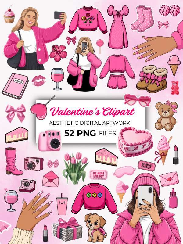 MRR/PLR Pink Valentine's Day Clipart product image (1)