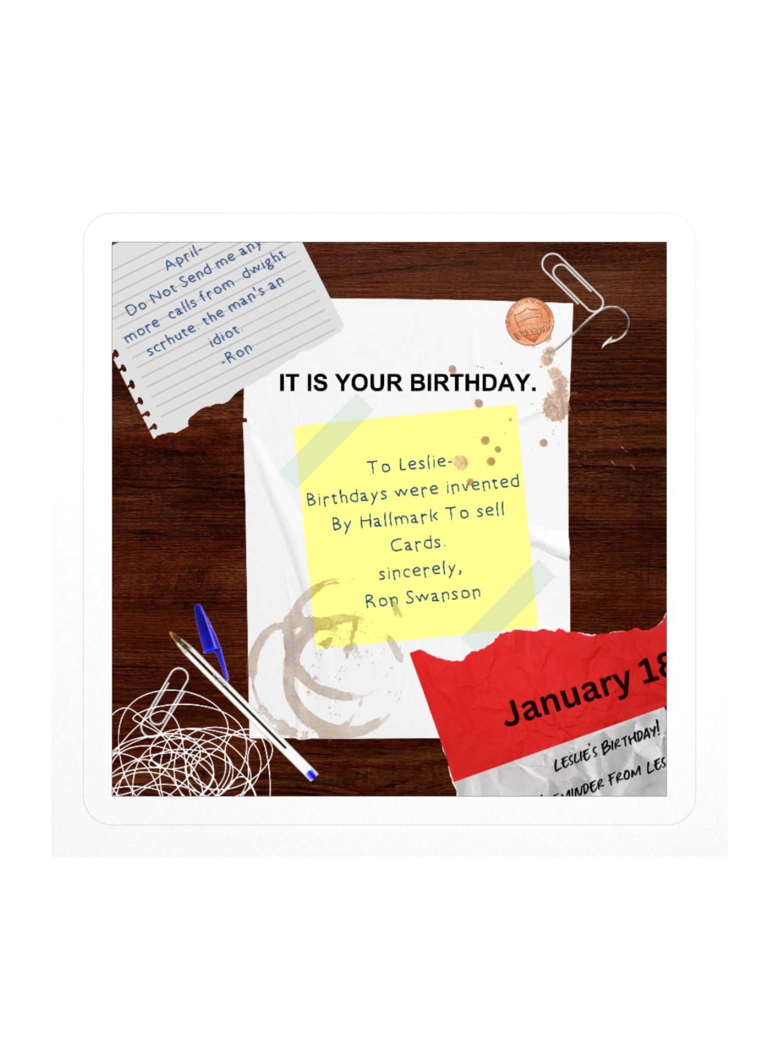 Parks and Recreation Leslie Knope's Birthday Square Sticker product image (1)