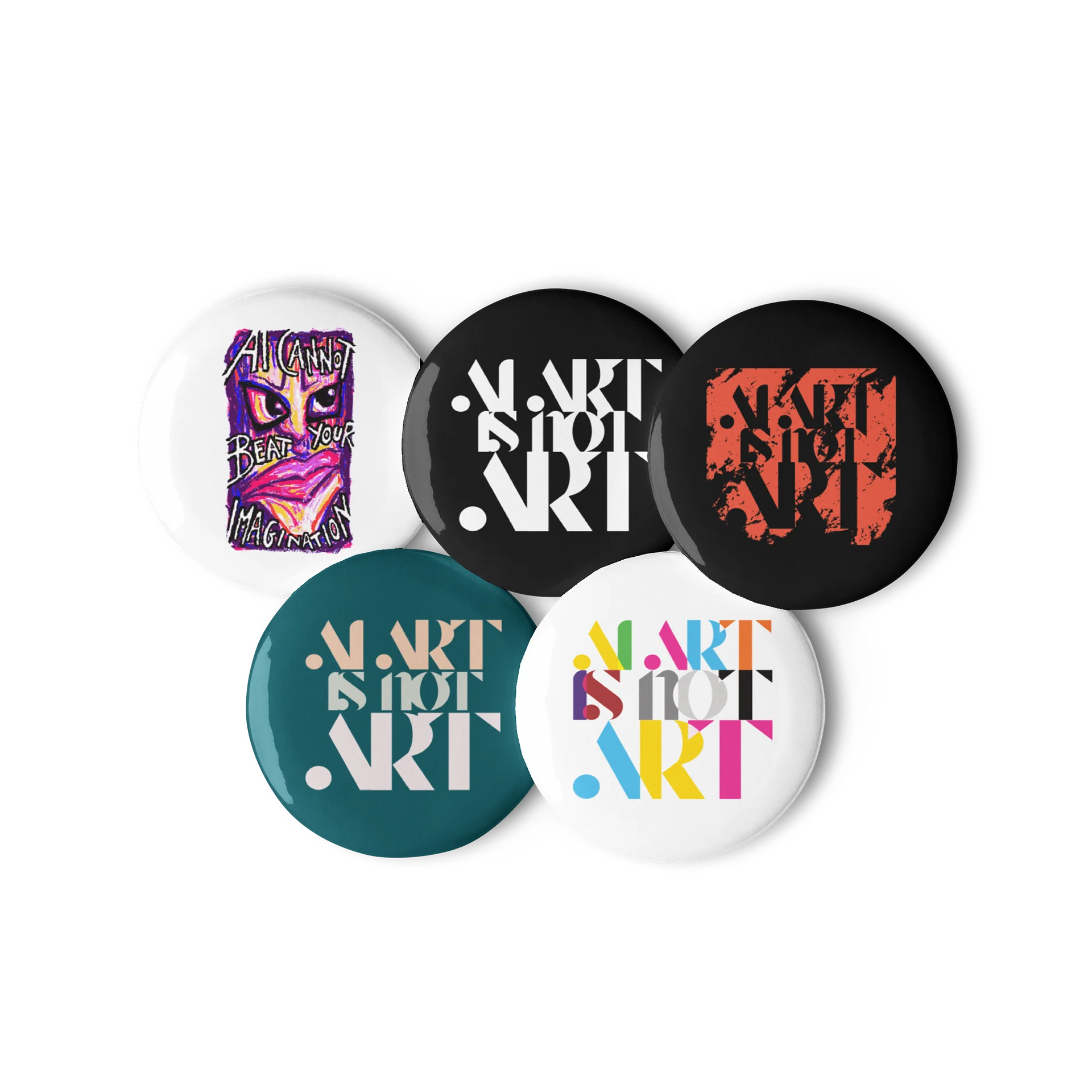 AI Art is not Art - AI Cannot Beat Your Own Imagination Pin Badge Set product image (3)