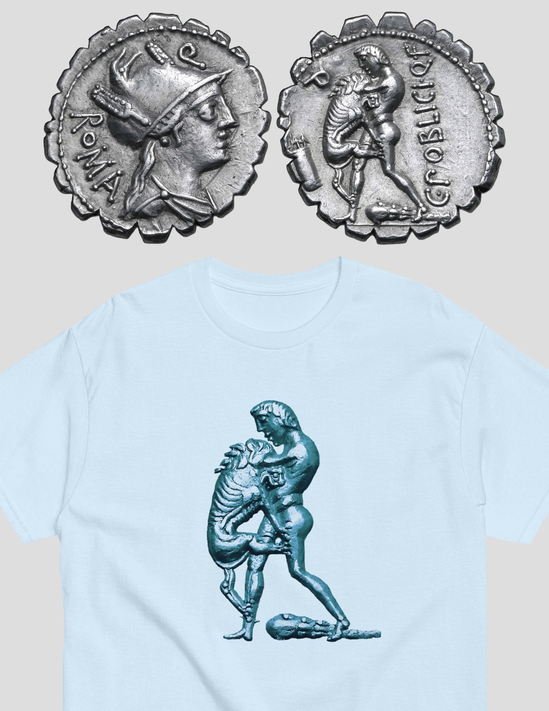 Hercules vs. Nemean Lion Roman Art from 80 BC, T-Shirt product image (8)