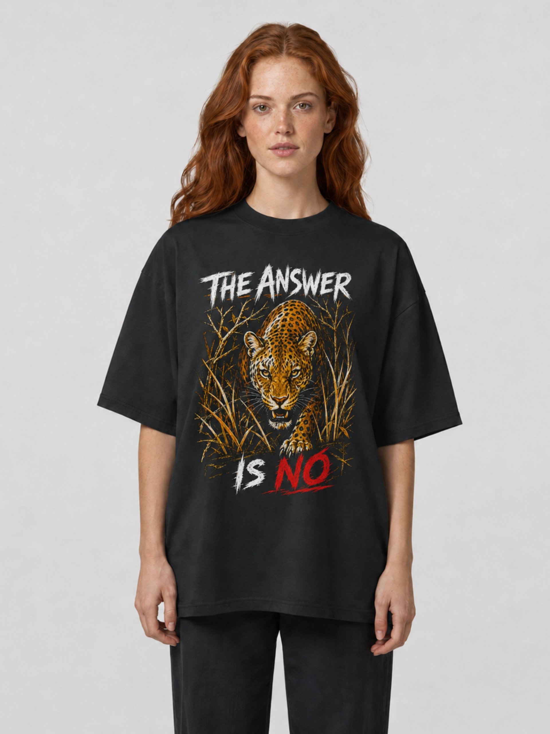 T-Shirt Unisex Oversize Coton Bio Poids Lourd - THE ANSWER IS NO product image (2)