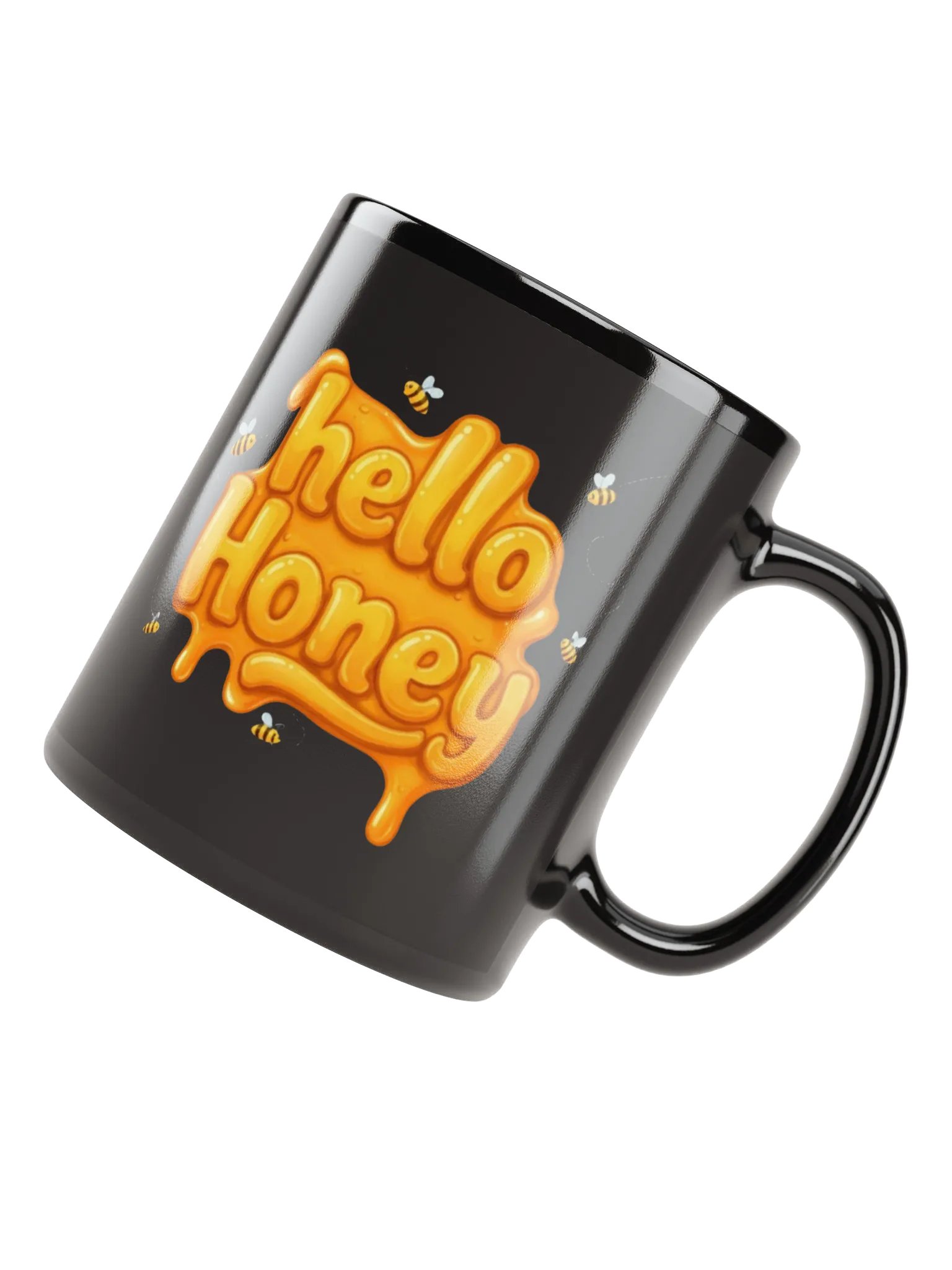 "Hello Honey" Black Glossy Mug product image (4)