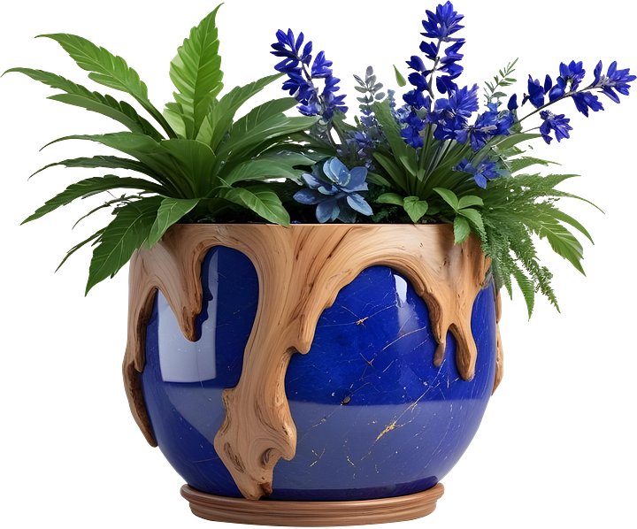 Wood & Lapis Elegance SPA decor – Vase PNG product image (1)