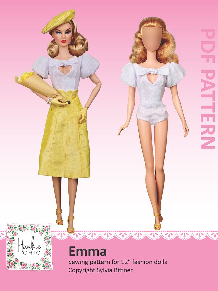 Emma sewing pattern for 12" fashion dolls product image (1)