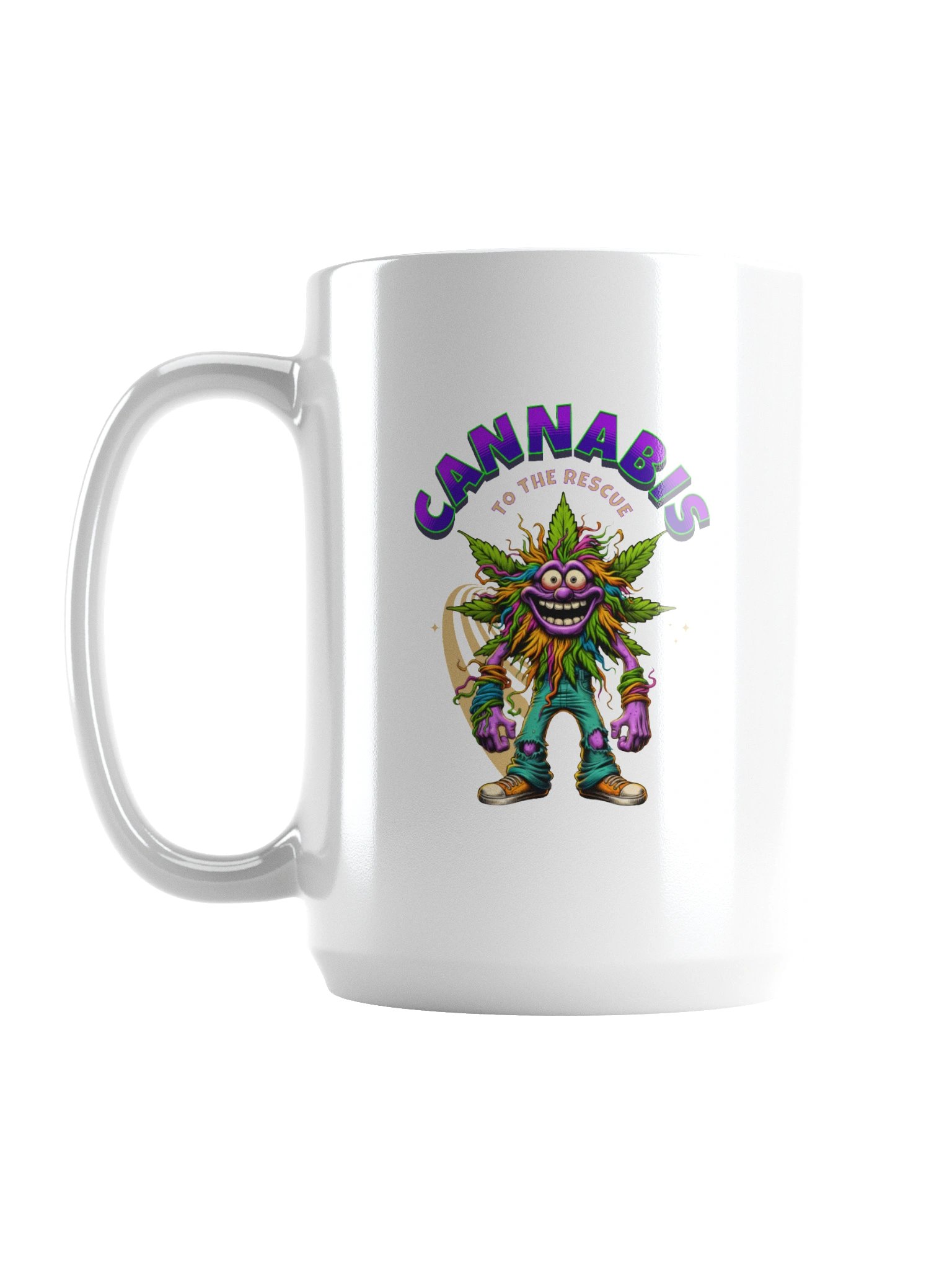 Cannabis to the Rescue! Coffee Mug (White Glossy Ceramic) product image (1)