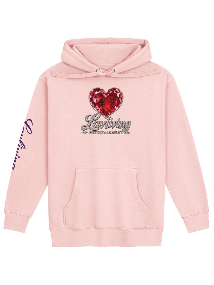 Lavliving Ruby Heart Hoodie – Pink Dark Purple Script — actual product view