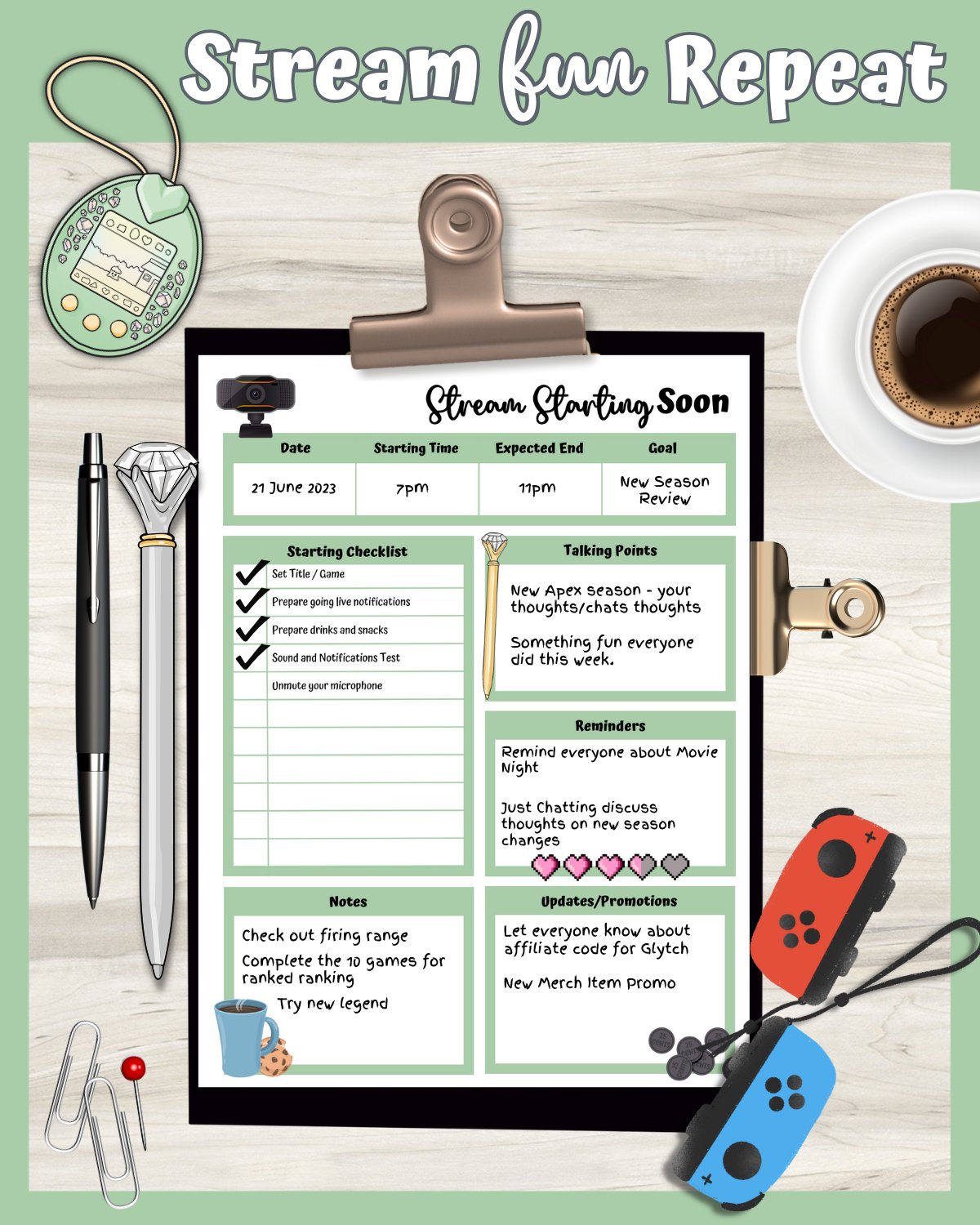 My Daily Stream Planner - Green Edition | Digital Streaming Organization & Review Tool product image (2)
