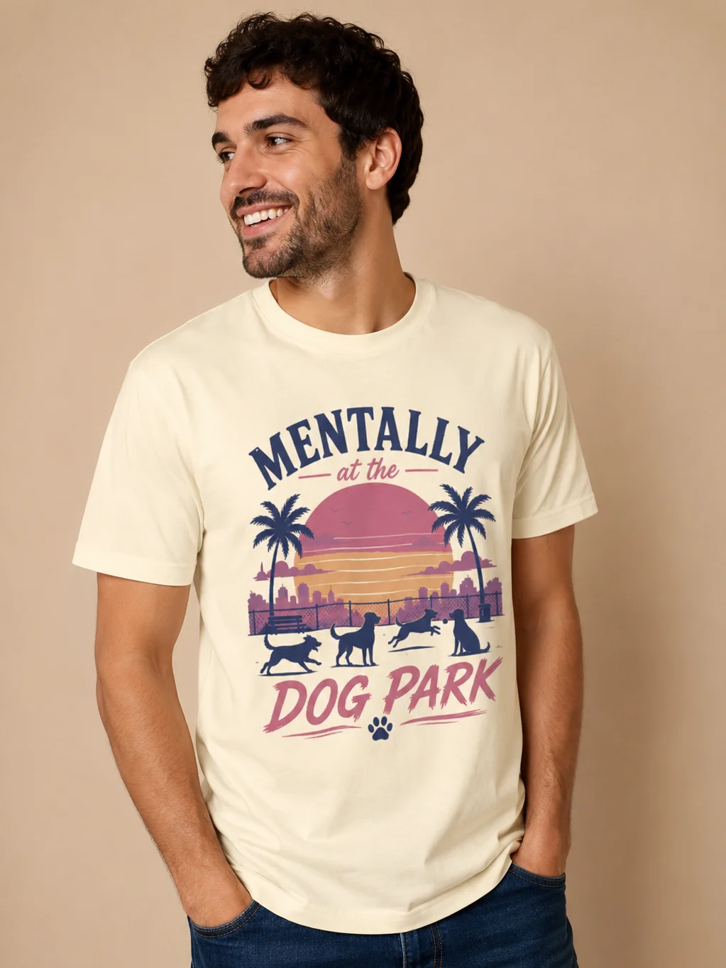Mentally at the Dog Park T-Shirt | Funny Dog Lover Tee, Pet Parent Gift, Cute Sunset Dog Park Shirt product image (1)