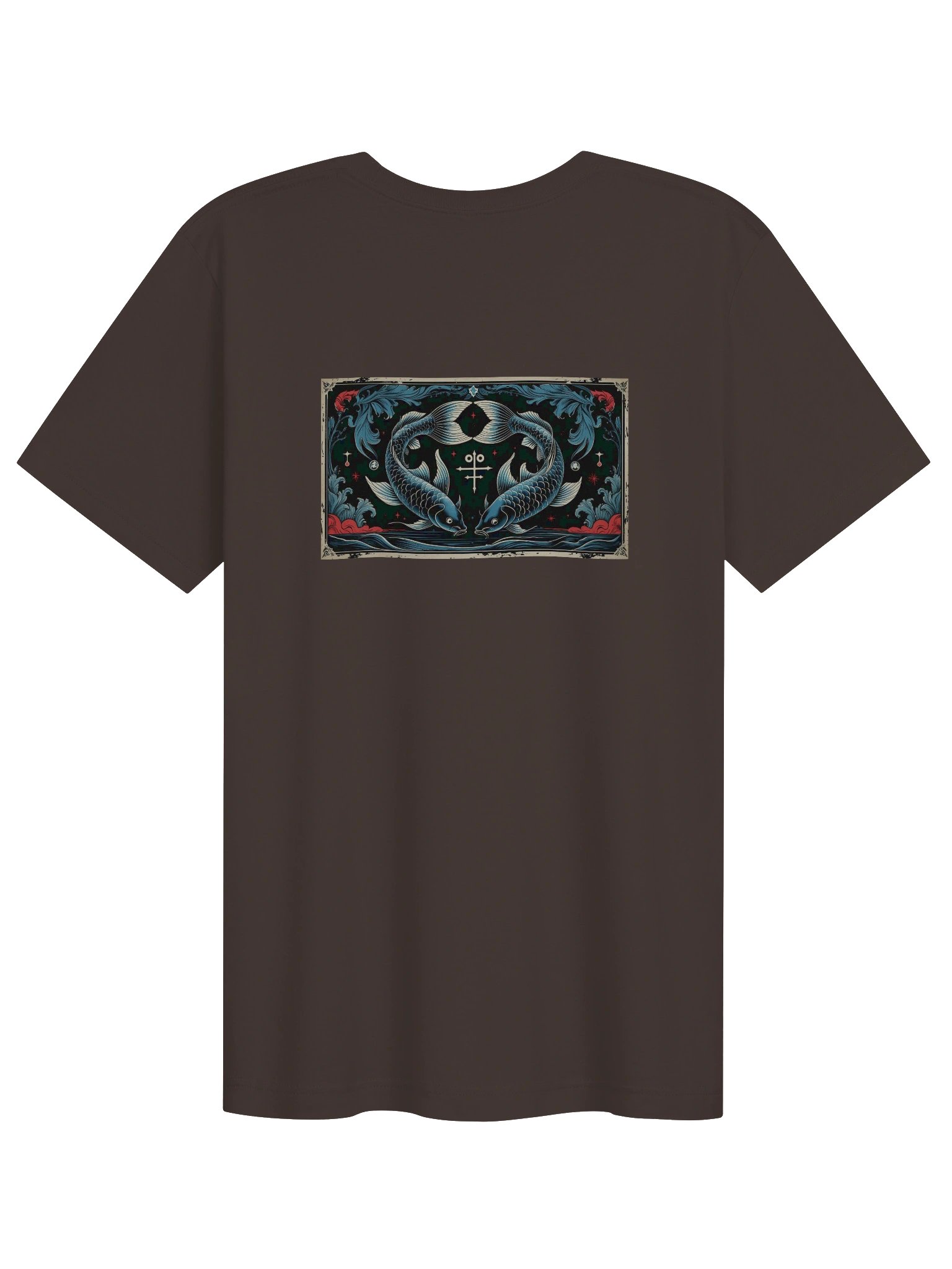 Pisces - Gothic Zodiac T-Shirt. Blue graphic on the back product image (1)