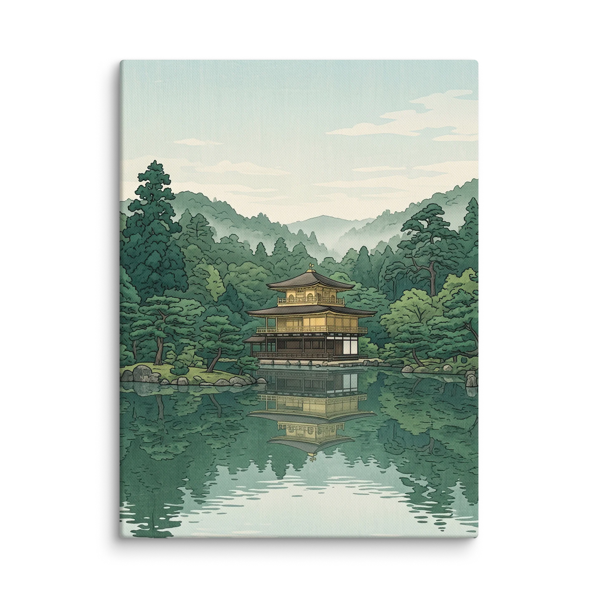Golden Pavilion Zen Canvas – Japanese Minimalism Wall Art product image (1)