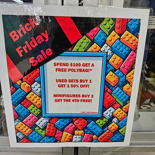 Brick Friday Sale!! 
This Weekend LEGO is on sale at the Courtice Flea Market!

All Used Sets Buy 1 Get 1 50% Off!
All Minifi...