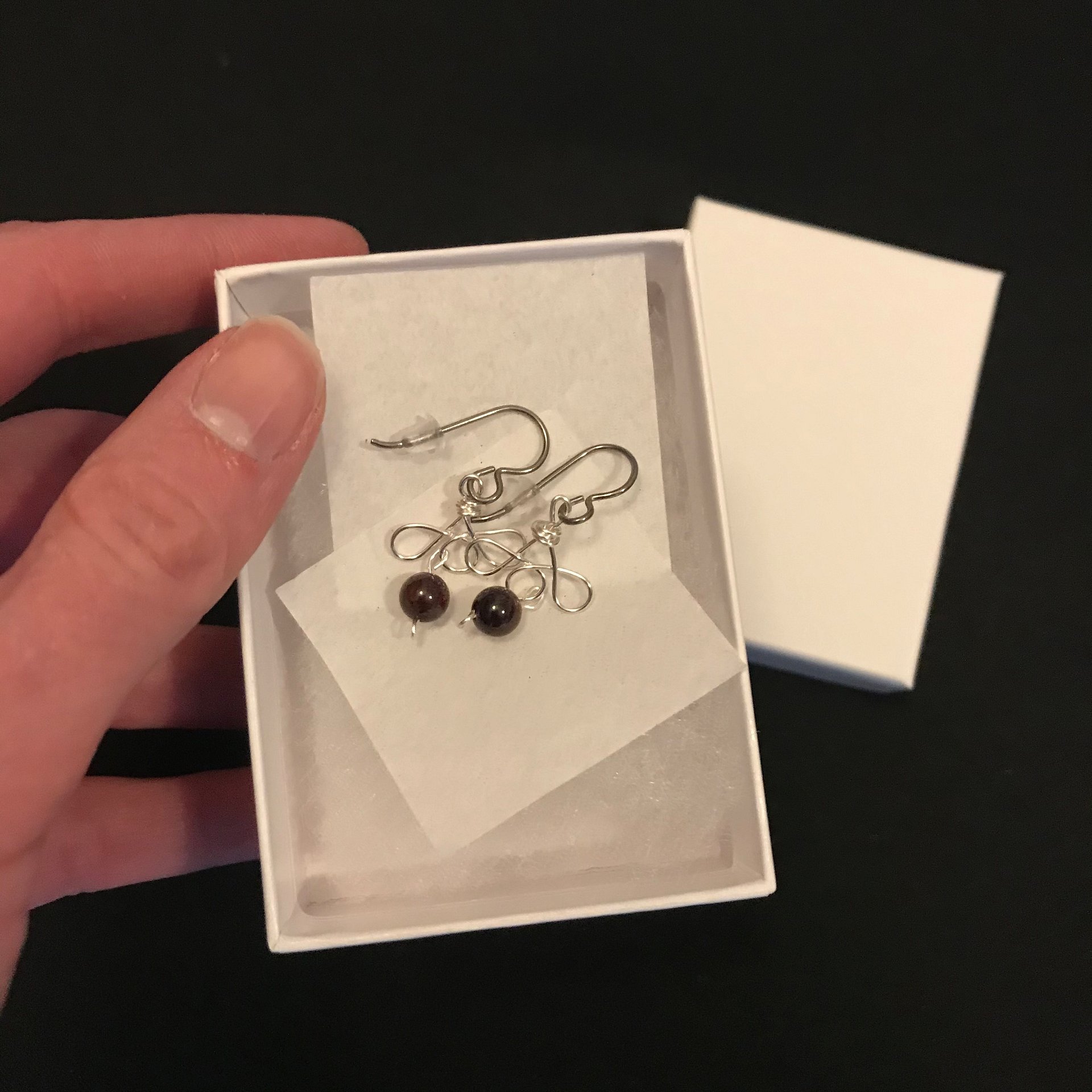 Garnet Silver Loops Drop Earrings product image (2)