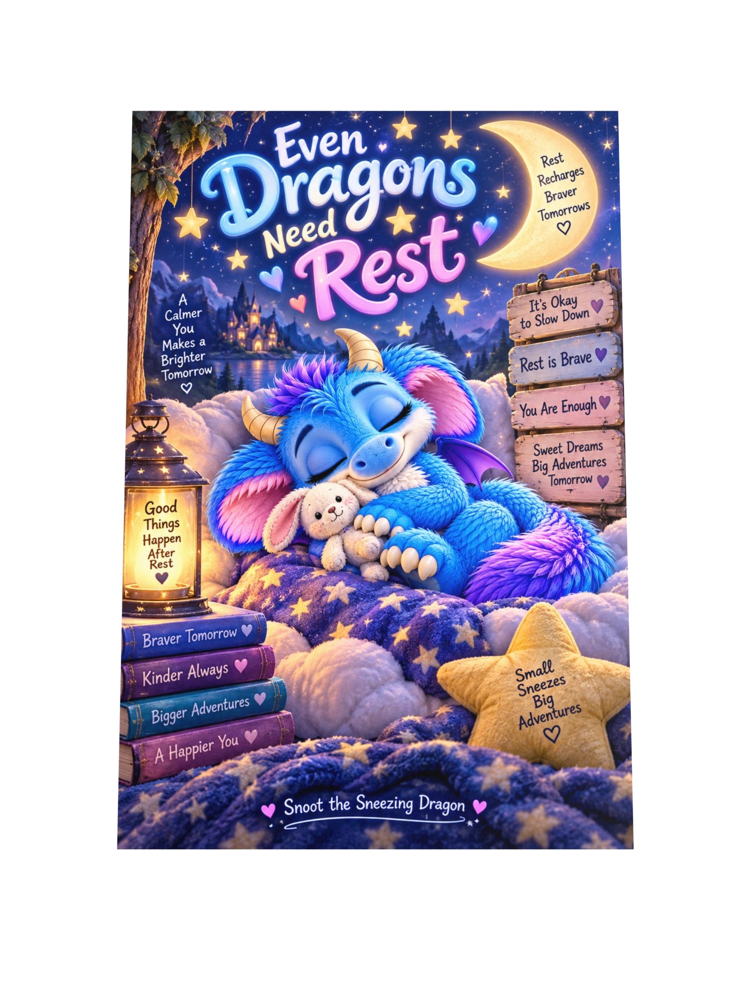 Snoot “Even Dragons Need Rest” 12×18 Bedtime Wall Art Poster product image (1)