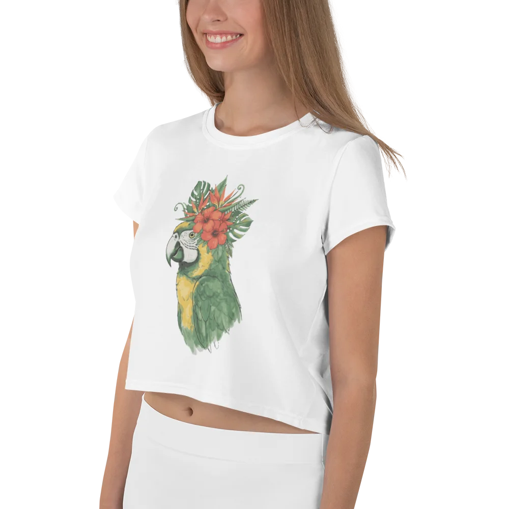 Tropical Macaw All-Over Print Crop Tee product image (3)