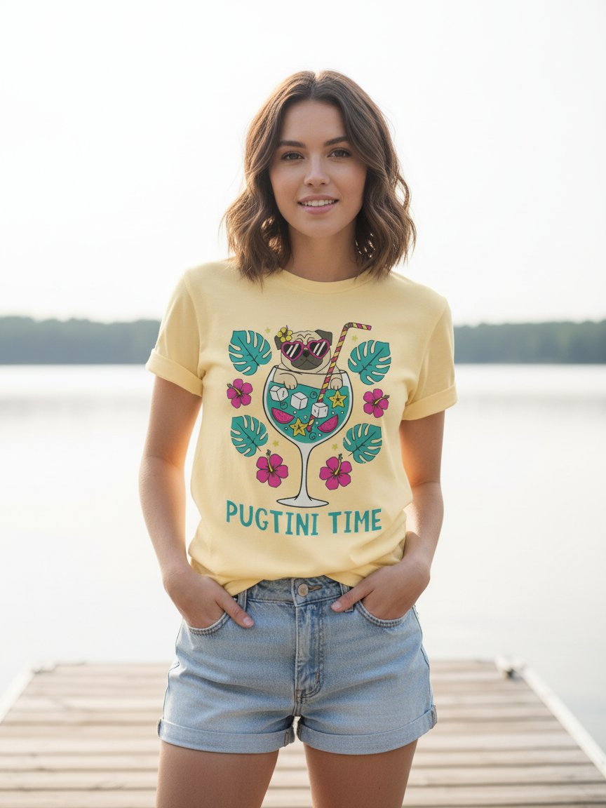 PUGTINI TIME — Pug Cocktail Graphic Tee product image (5)