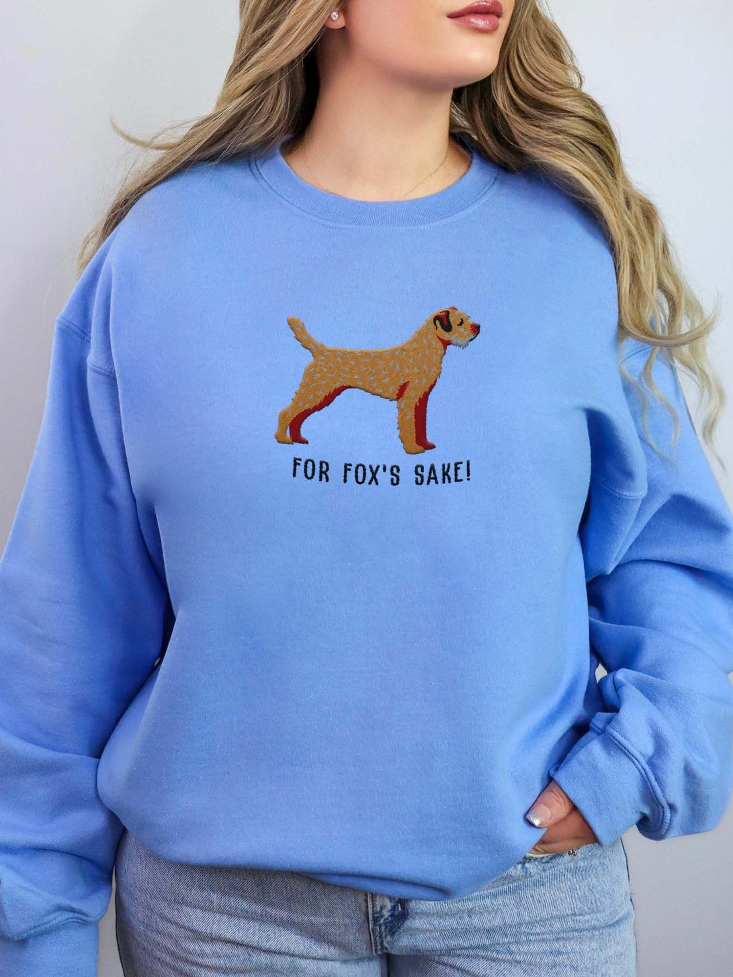 For Fox's Sake! Sweatshirt (Embroidered) of a Border Terrier(Tan) product image (2)
