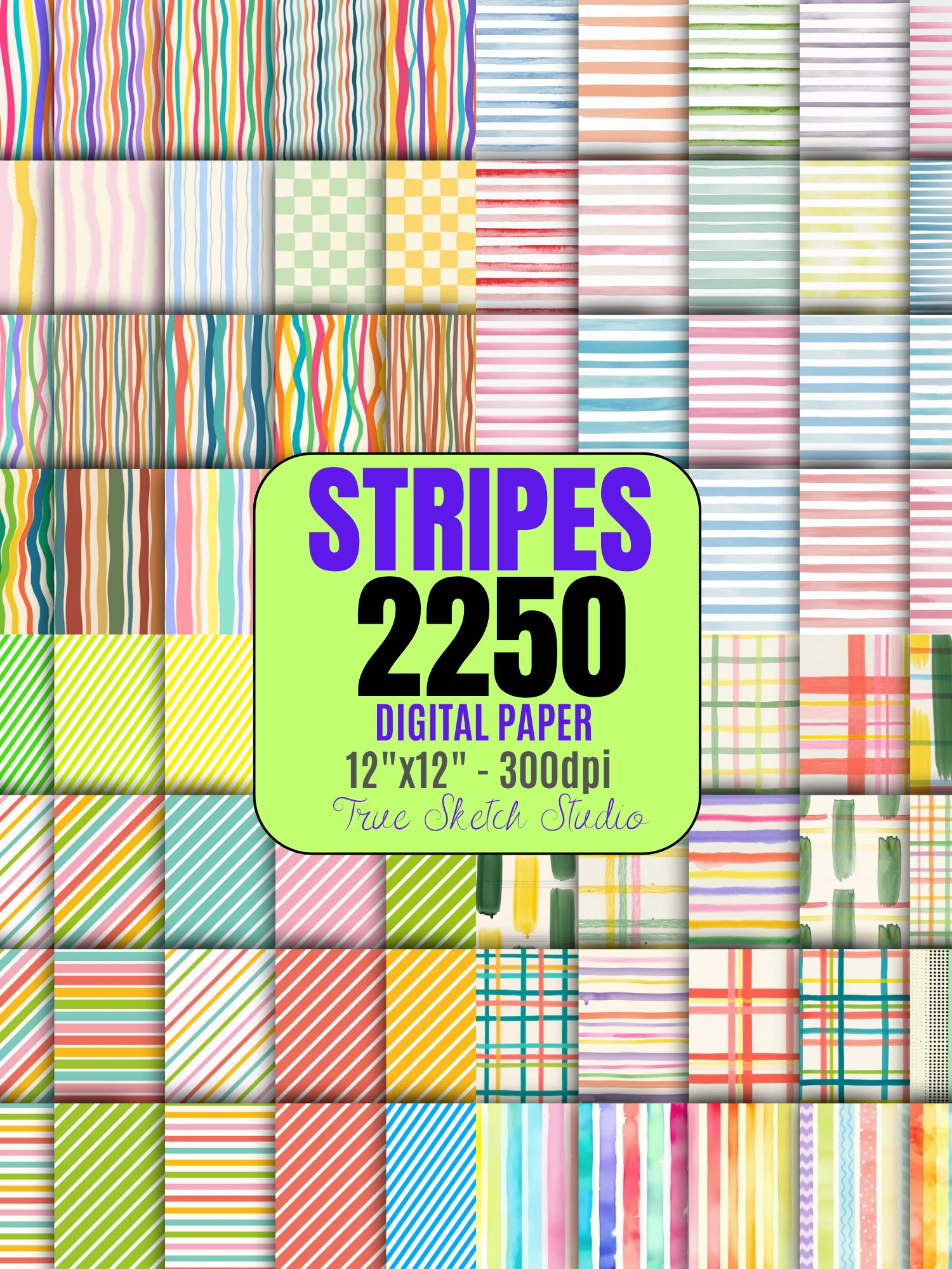 Striped Digital Paper Bundle, 2250 Stripe Patterns product image (4)