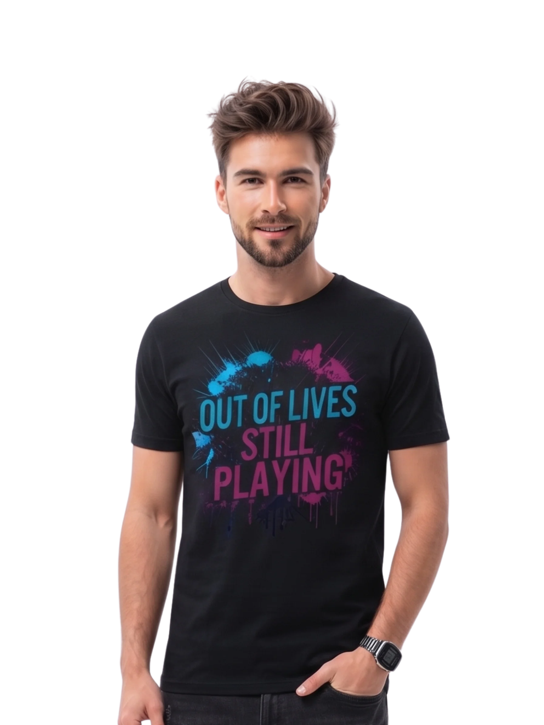 Out of Lives, Still Playing Gaming T-Shirt Design product image (1)