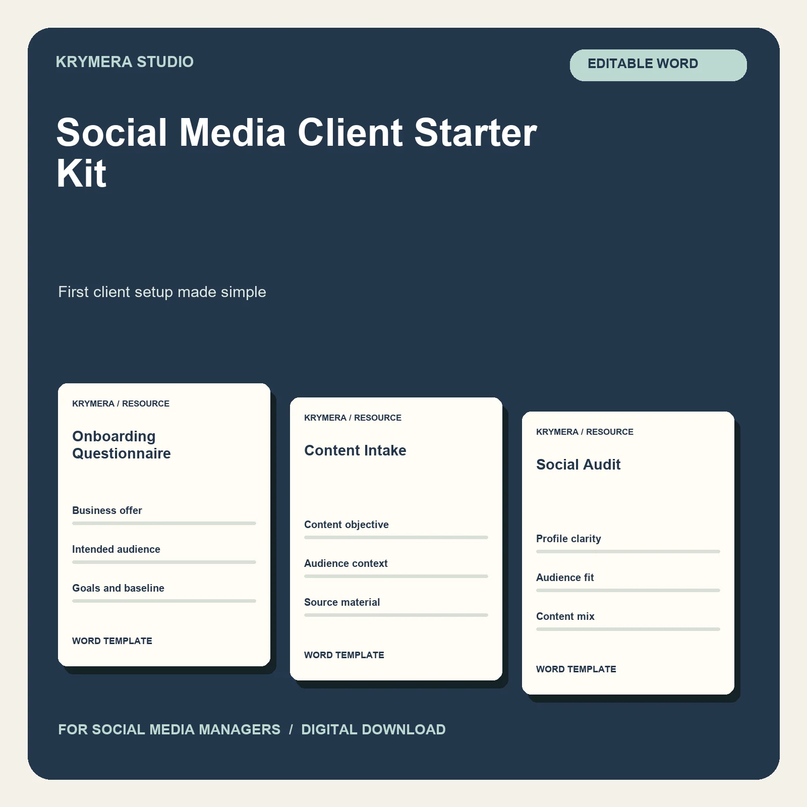 Social Media Client Starter Kit: First Client Setup Guide for New Social Media Managers product image (1)