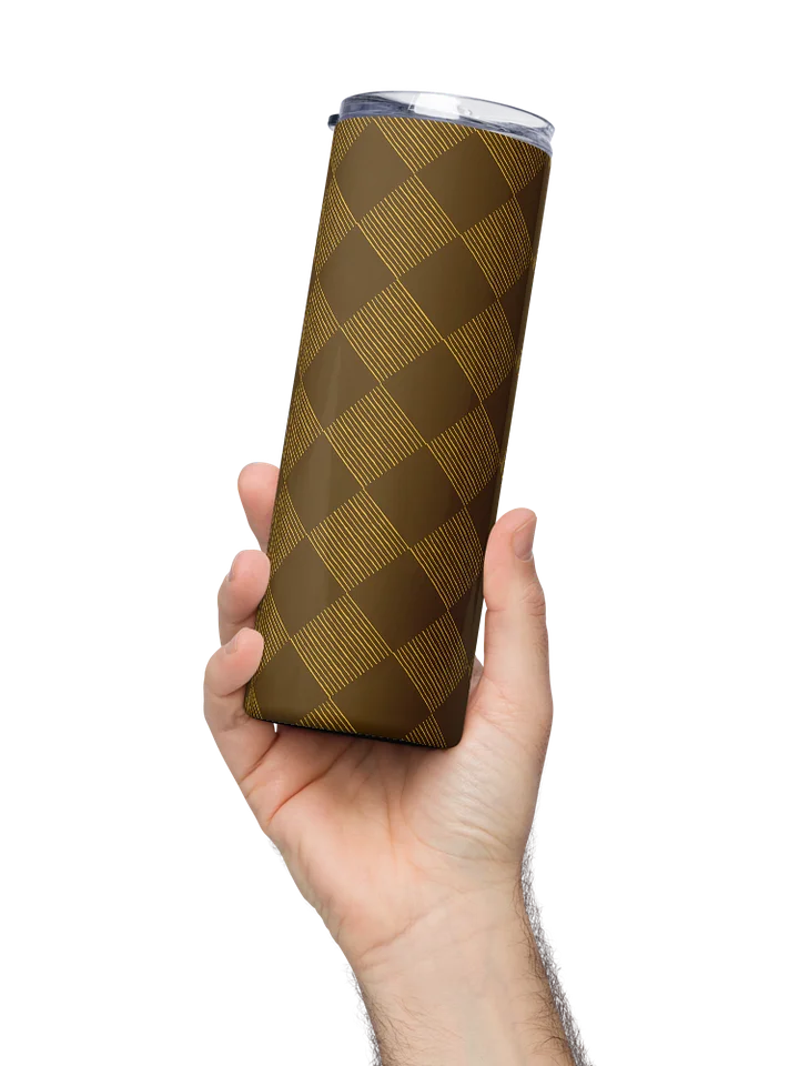 Brown and Gold Diamonds on 20-ounce Stainless Steel Tumbler with Straw product image (2)