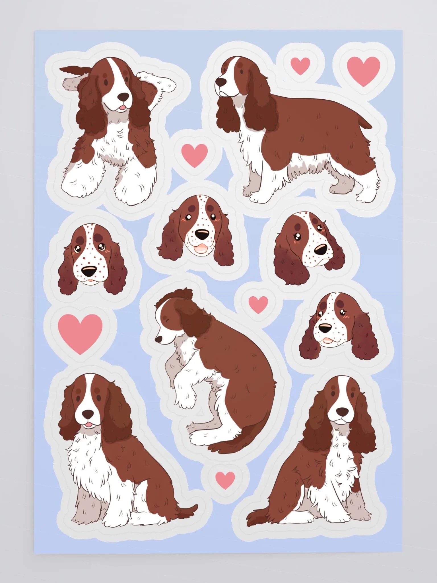 Playful English Cocker Spaniels Sticker Sheet | Yarafantasyart