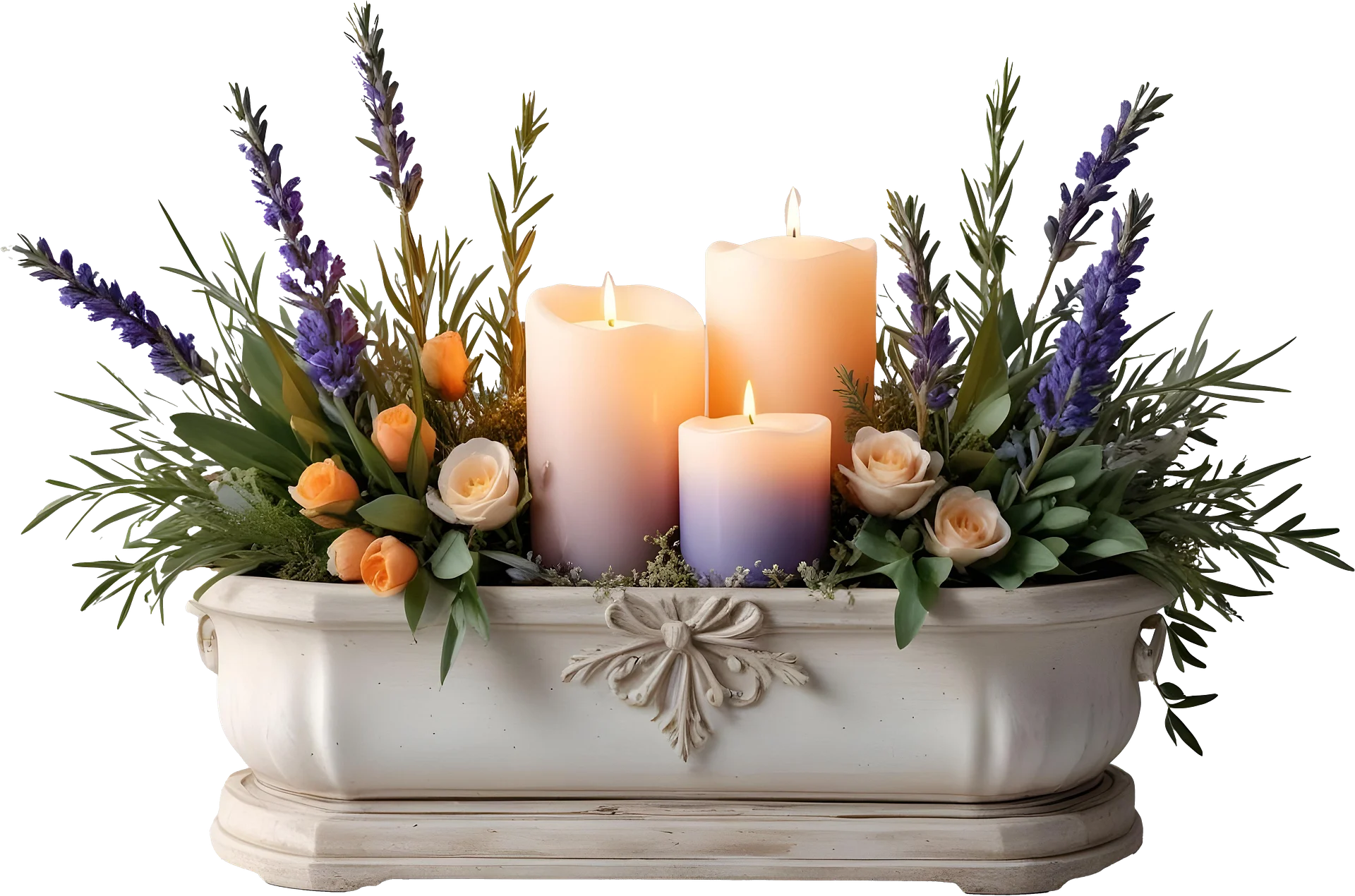 Provence-Inspired Candle and Floral Arrangements, PNG product image (1)