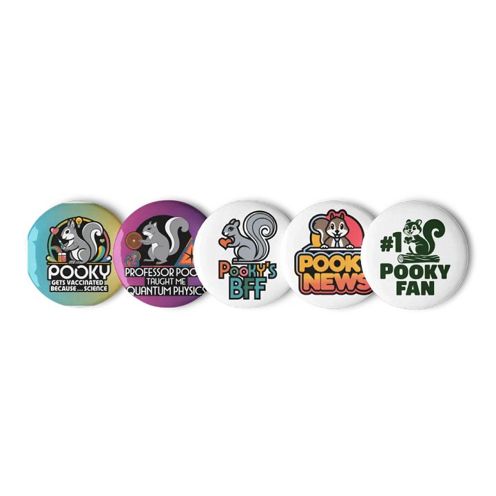 Original Pooky Artwork Buttons: Set of Five -O product image (1)