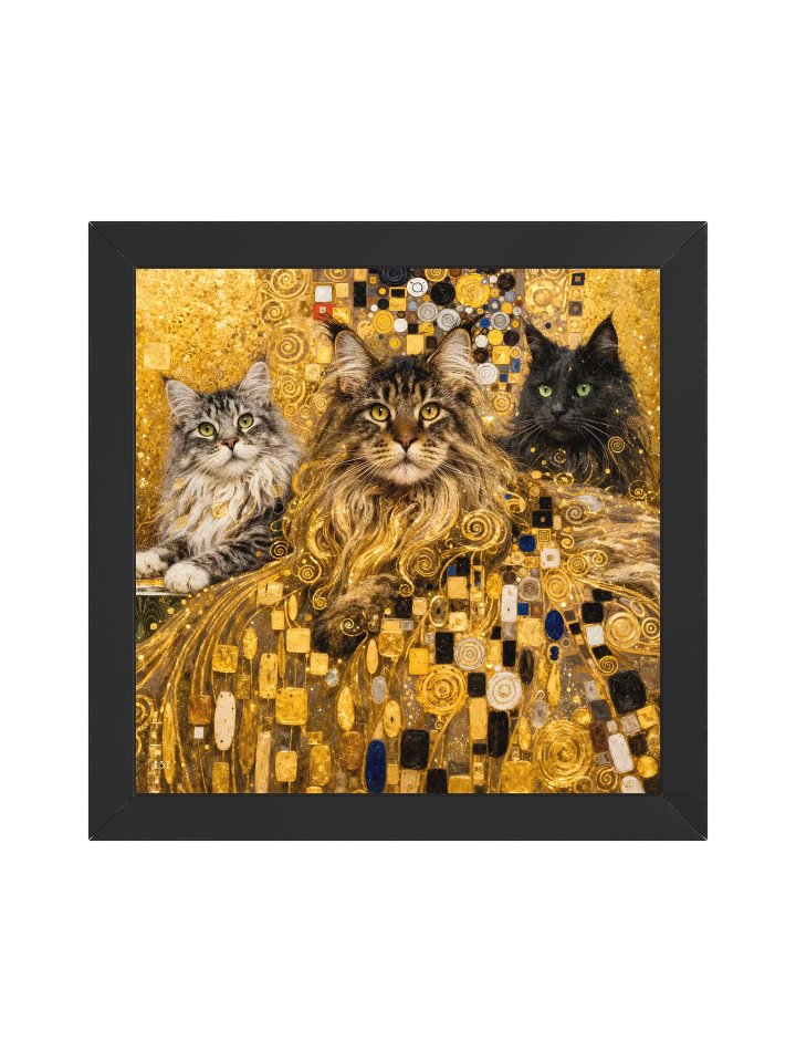 Goldener Glanz: Maine Coon Trio im Klimt-Stil product image (5)